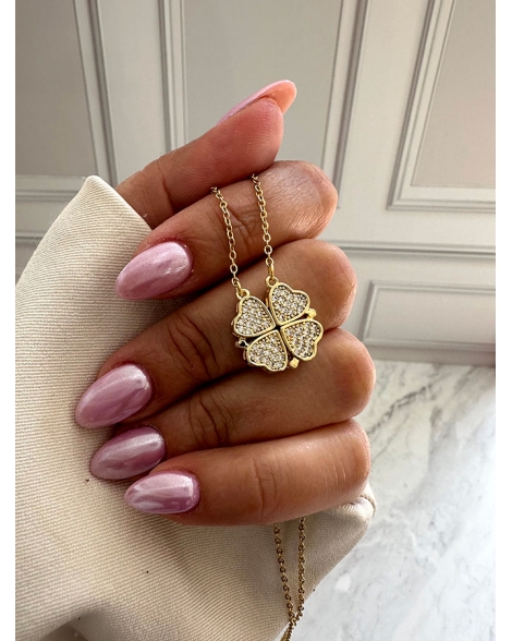 ( GS119 ) Collar con Corazones con Cubic GOLD
