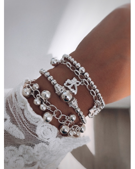 ( PP114 ) Pulsera Plata con Mariposas