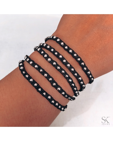 ( P109N ) Pulseras Macrame Negra