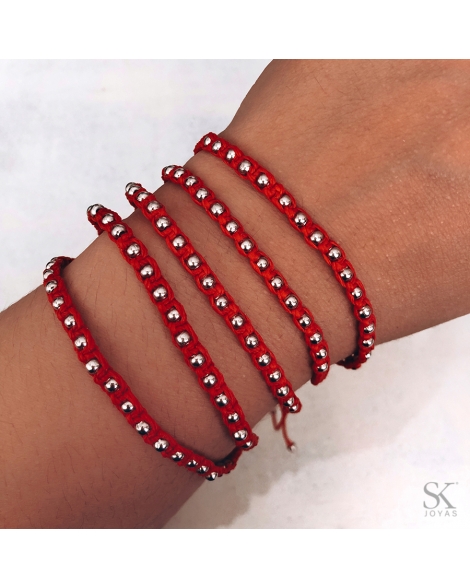 ( P109R ) Pulseras Macrame Roja A.Q.