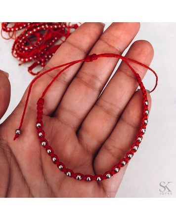 ( P109R ) Pulseras Macrame Roja A.Q.