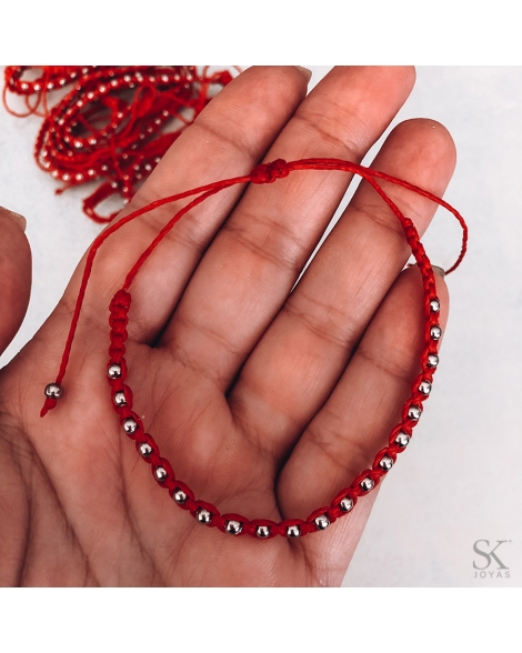 ( P109R ) Pulseras Macrame Roja A.Q.