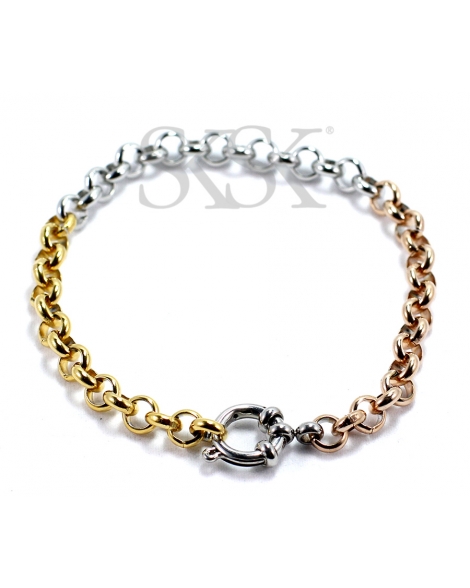 ( P118 ) Pulsera Rolo 3 Oros A.Q.