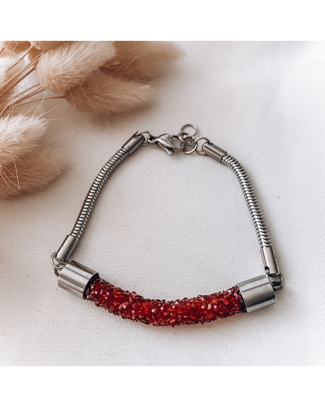 ( P122 ) Pulsera con Cristales Rojos A.Q.