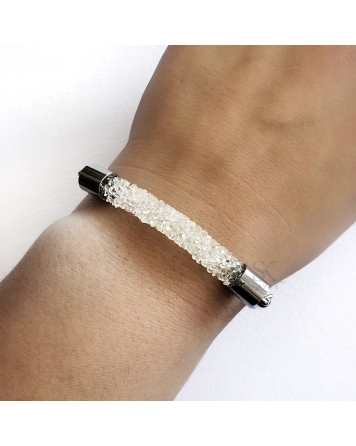 ( P123 ) Pulsera Acero Cristal Blanco