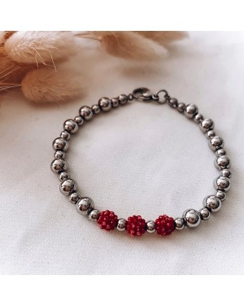 ( P134 ) Pulseras con Microperlas Rojas A.Q.