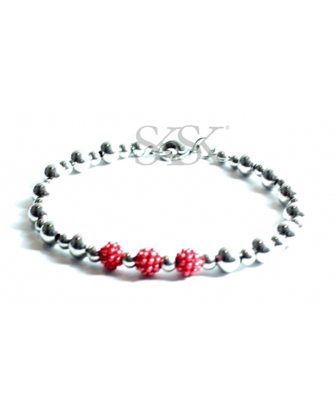 ( P134 ) Pulseras con Microperlas Rojas A.Q.