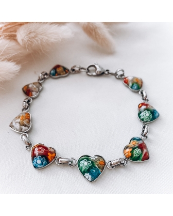 ( P200 ) Pulsera Con Corazones de Murano AQ