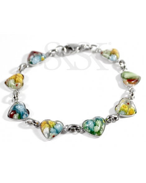 ( P200 ) Pulsera Con Corazones de Murano AQ