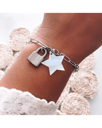 ( P401C ) Pulseras con Candado Celeste A.Q.
