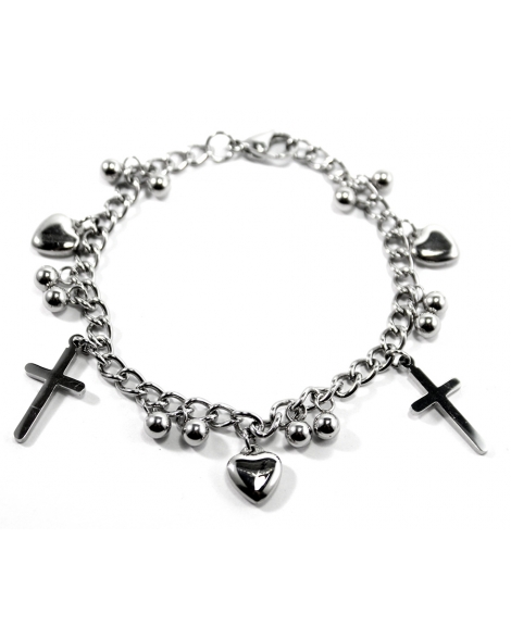 ( P402 ) Pulsera con Bolitas y Cruces A.Q.