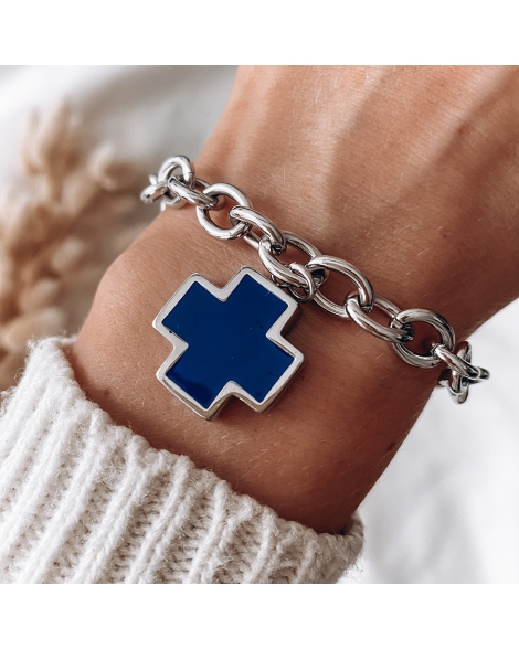 ( P406A ) Pulsera con Cruz Equilibrio Azul A.Q.