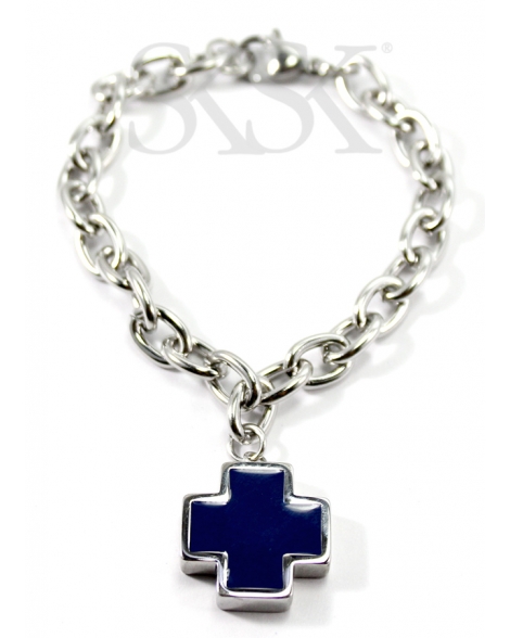 ( P406A ) Pulsera con Cruz Equilibrio Azul A.Q.