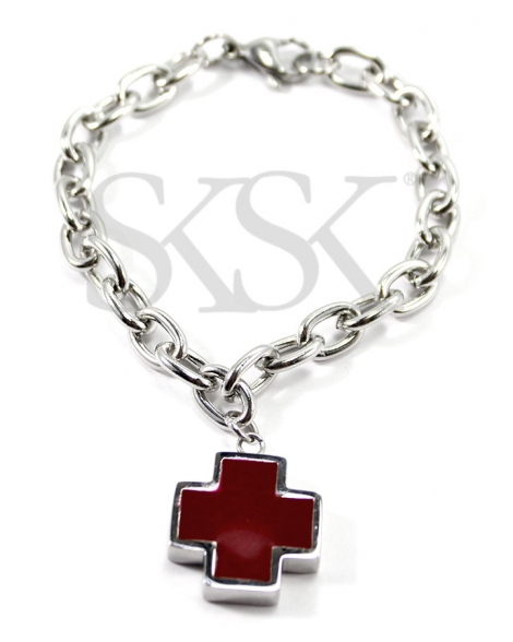 ( P406R ) Pulsera con Cruz Equilibrio Roja A.Q.