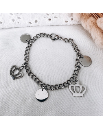 ( P413 ) Pulsera con Coronas y Circulos A.Q.