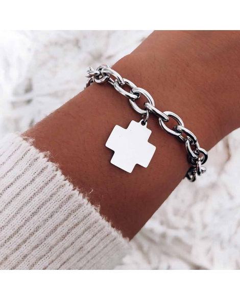 ( P423 ) Pulsera con cruz Equilibrio A.Q.