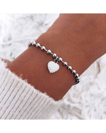 ( P424 ) Pulsera Bolitas con Dijes Corona