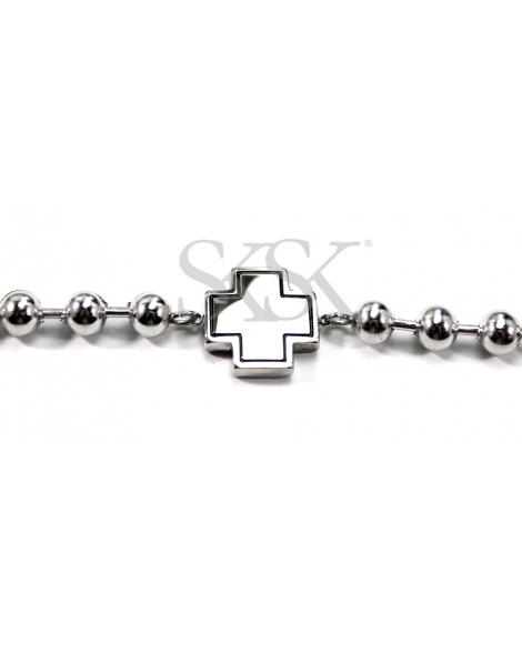 ( P467 ) Pulsera con Cruz Equilibrio y Bolitas A.Q.