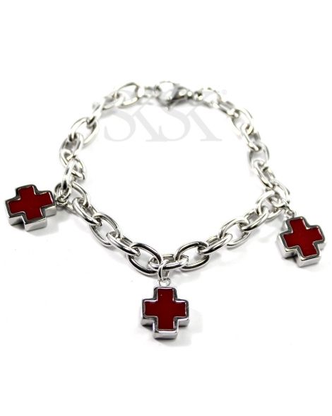 ( P484R ) Pulseras con Cruces en Rojo A.Q.