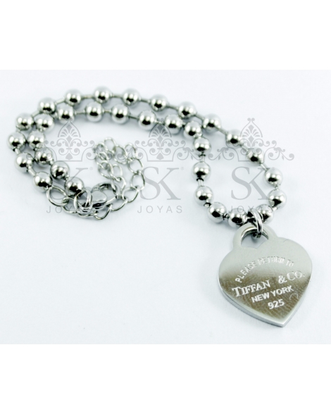 ( P508 ) Pulsera Dijes Corazón Tiff A.Q.