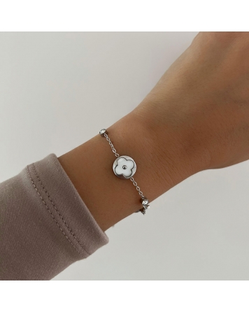 ( P520 ) Pulsera con Flor  Acero Quirurgico