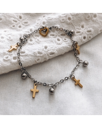 ( P710 ) Pulseras Combinadas con Cruz