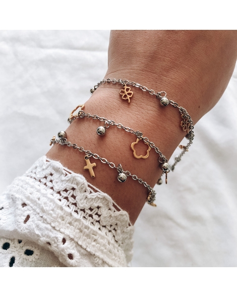 ( P710 ) Pulseras Combinadas con Cruz