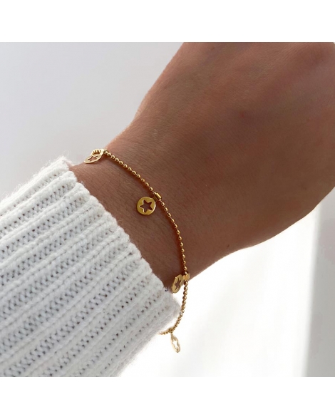 ( P723 ) Pulseras de Bolitas con Estrellas A.D