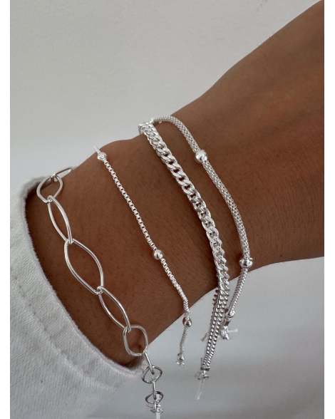 ( P873 ) Pulsera Espiga Cuadrada Acero Blanco