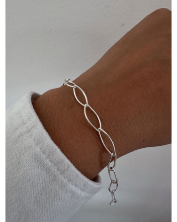 ( P872 ) Pulsera Ovalada Acero Blanco
