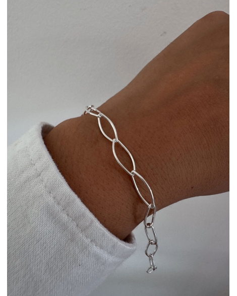 ( P872 ) Pulsera Ovalada Acero Blanco