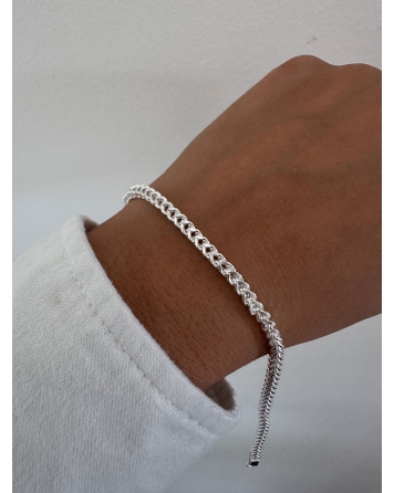 ( P873 ) Pulsera Espiga Cuadrada Acero Blanco