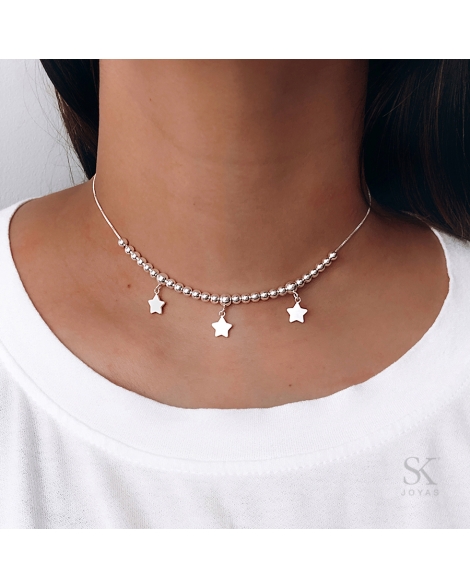 ( PC305 ) Choker Con Bolitas y Estrella 38-42cm