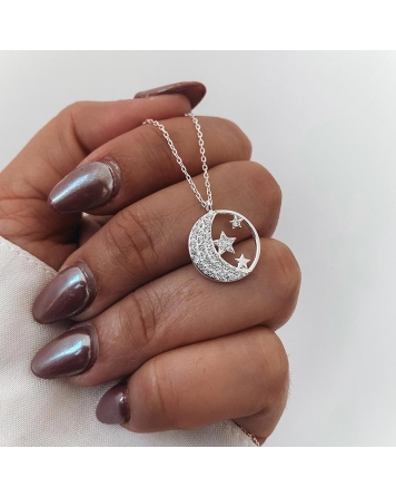 ( PC486 ) Collar con Lunas y Estrellas P.925