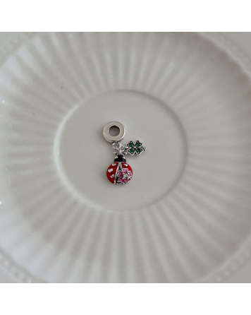 ( PD100 ) Charm Vaquita de San Antonio y Trebol Pando Plata 925