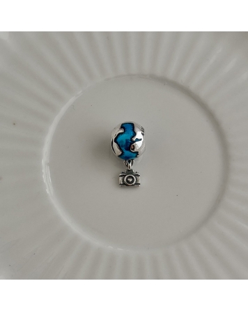 ( PD102 ) Charm Mundo Camara Pando Plata 925