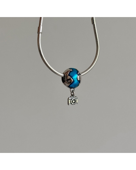 ( PD102 ) Charm Mundo Camara Pando Plata 925