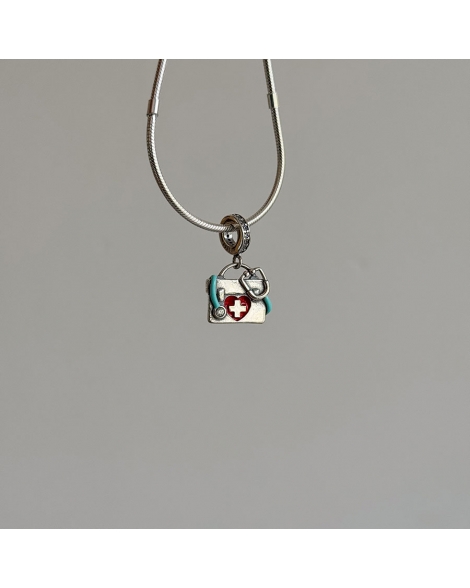 ( PD103 ) Charm Botiquin Estetoscopio Pando Plata 925