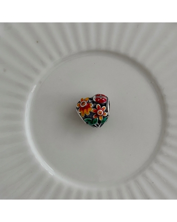 ( PD104 ) Charm Flores Vaquita Pando Plata 925