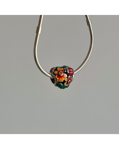 ( PD104 ) Charm Flores Vaquita Pando Plata 925