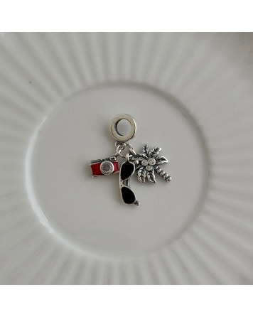( PD107 ) Charm Camara Palmera anteojos Pando Plata 925