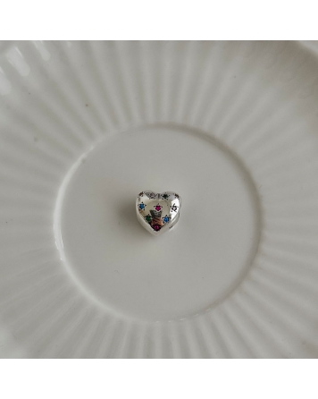 ( PD114 ) Charm Corazon con Cubic Pando Plata 925