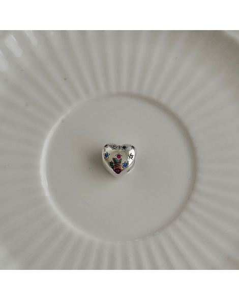 ( PD114 ) Charm Corazon con Cubic Pando Plata 925