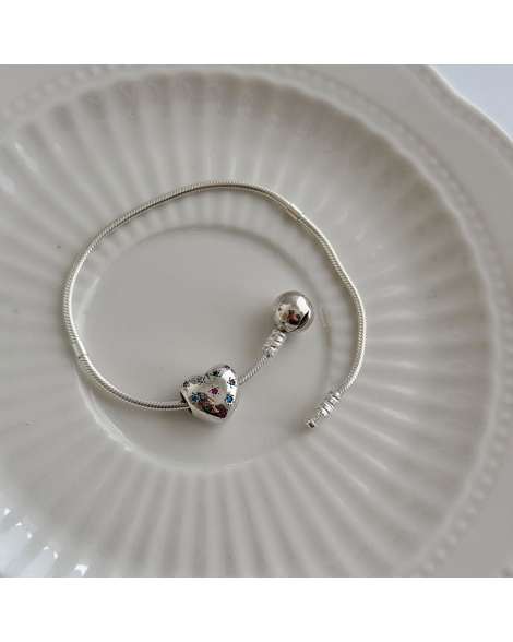 ( PD125 ) Charm Mickey y Minnie Traba seguridad Pando Plata 925