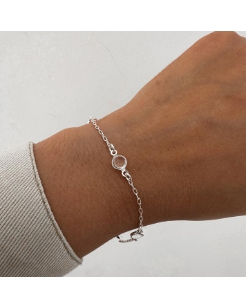 ( PEB12 ) Pulsera con Cristal Acero Blanco