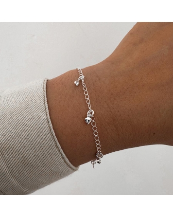 ( PEB13 ) Pulsera con Corazón y Cristal Acero Blanco