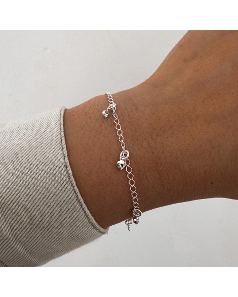 ( PEB13 ) Pulsera con Corazón y Cristal Acero Blanco