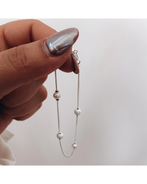 ( PEB5 ) Pulsera con Bolitas Acero Blanco