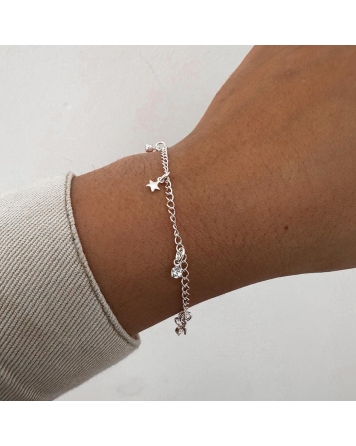 ( PEB21 ) Pulsera con Estrellitas Acero Blanco