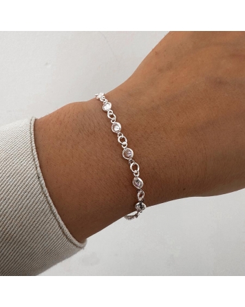 ( PEB22 ) Pulsera con Cubics Acero Blanco